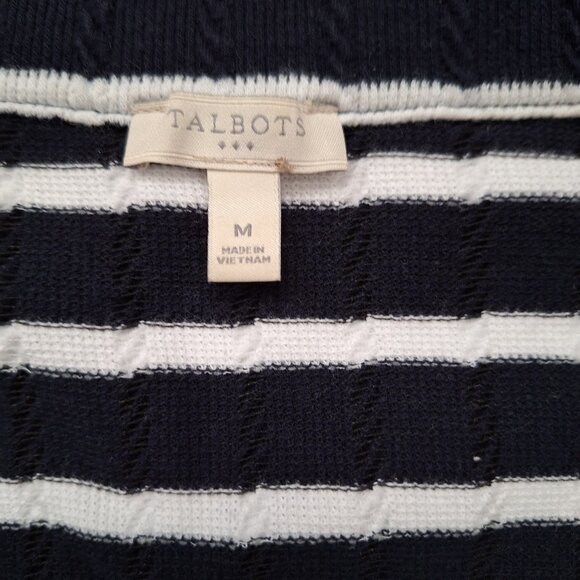 Talbots Navy and White Striped Cotton Zip Up Cardigan - Picture 4 of 7